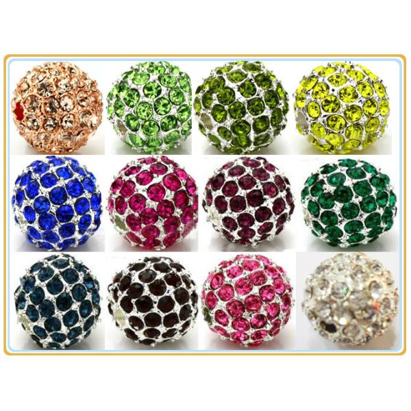 10mm Rhinestone Multicolor Shamballa Crystal Alloy Pave Beads For Decoration