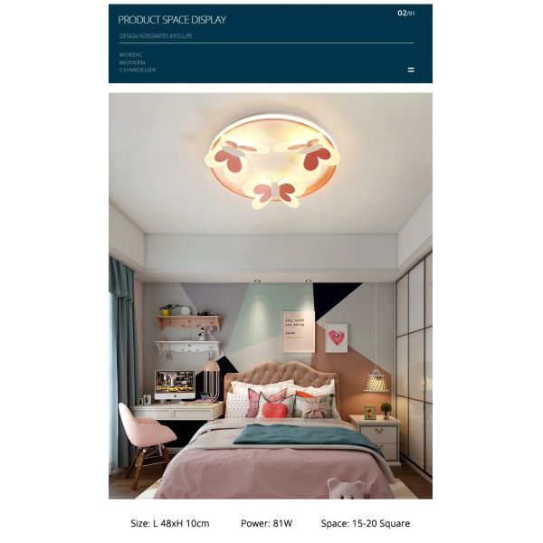 girl bedroom lamp Indoor Study Salon Creative Decorative pink Butterfly ceiling lamp(WH-MA-301)