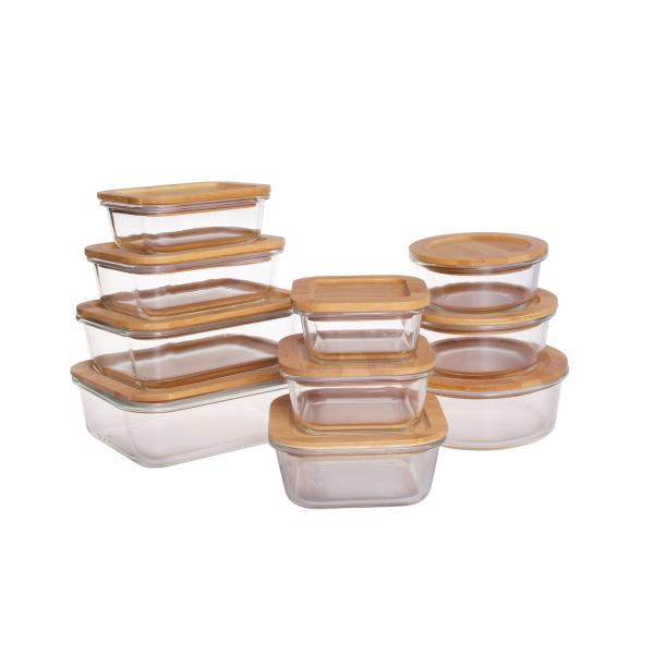 Ящик для хранения еды Eco дружелюбный Spillproof стеклянный с бамбуковой крышкой