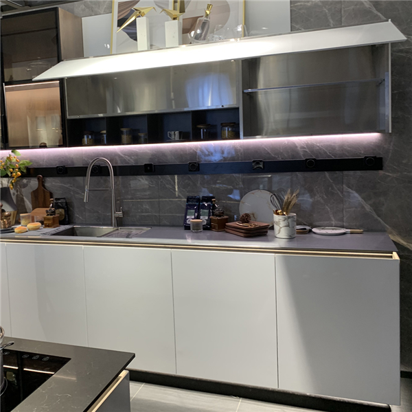 Simple White Modern Kitchen Cabinets SS 304 Modular Powder Coating