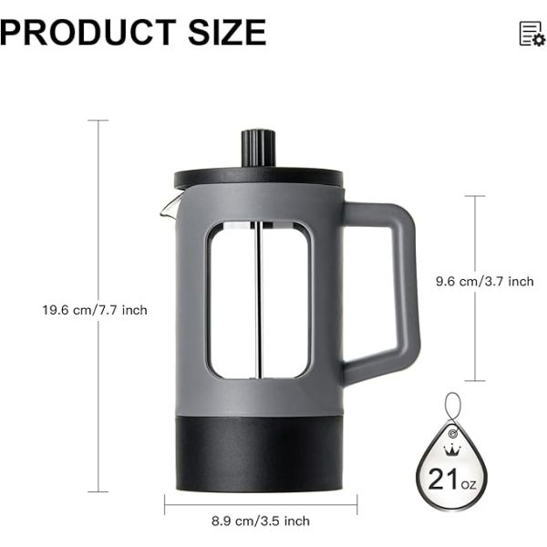 Portable Double Wall Glass French Press Stainless Steel Borosilicate Glass French Press