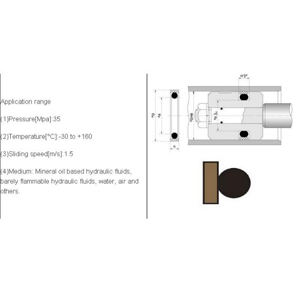 Single Acting Hydraulic Piston Seals , SPGO Pneumatic Cylinder Seals GS1829-V0