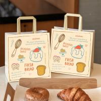 Kraft Carry Bags Custom Printed Bakery Packaging With Vintage Dessert Illustrations