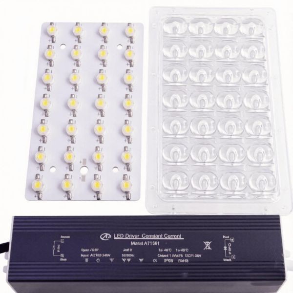 28W Aluminum SMD LED PCB Module with 90×120° Type III Lens for Street Light Retrofit OEM LED Lighting Manufacturer