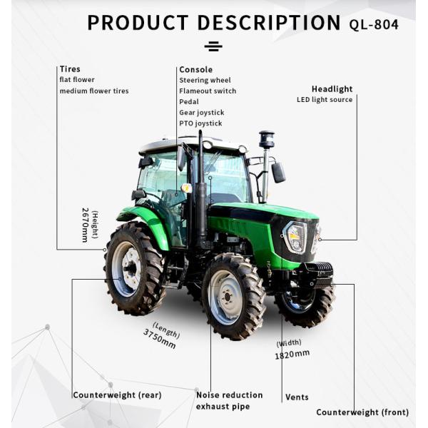 70HP Front Loader Trailer Four Wheel Tractor With Agricultural Machinery Parts
