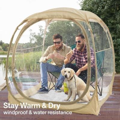 160*160*160CM Outdoor Transparent Camping Pop Up Tent With Strong Steel Frame UV Protection Polyester