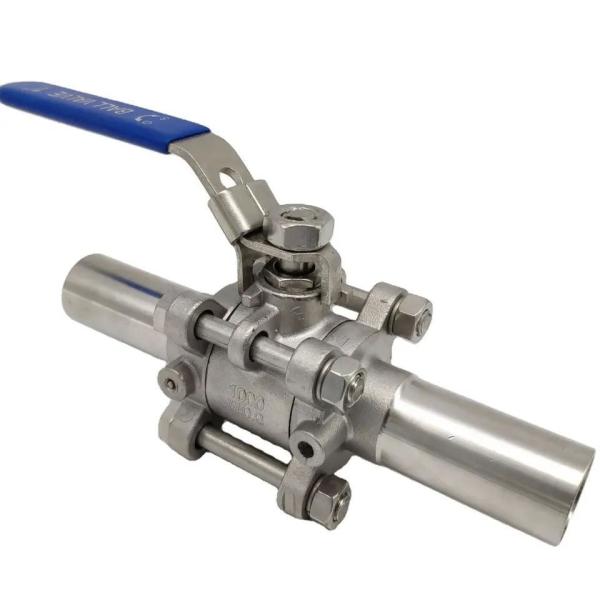 Floating Ball Valve 3PC High Purity Gas Lengthening Welding Stainless Steel Mounting Pad
