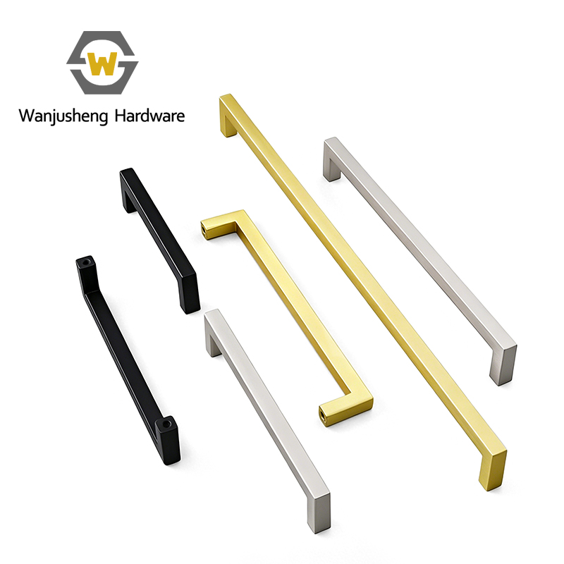 Modern Minimalist Customized Die-cast Stainless Steel square Handles for Cabinet Wardrobe Door and Drawer Furniture Hardware