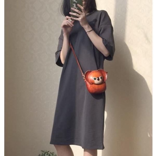 Leather messenger bag small forest animals Sen female retro cute bags