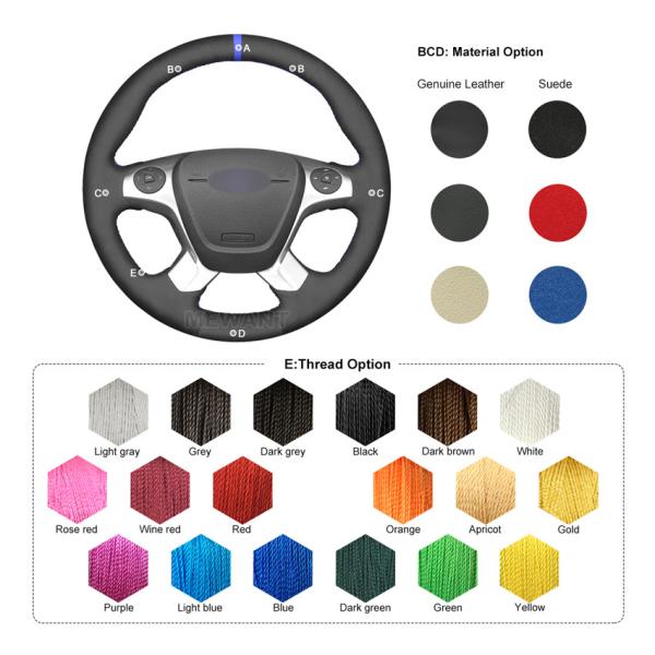 Hand Stitching Full Black Suede Custom Steering Wheel Cover for Ford Transit Connect Tourneo Custom Grand Tourneo Connect