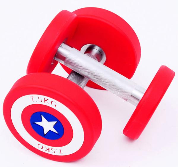Captain America Dumbbells Round Headed PU Coated Dumbbells Sports And Fitness Equipment
