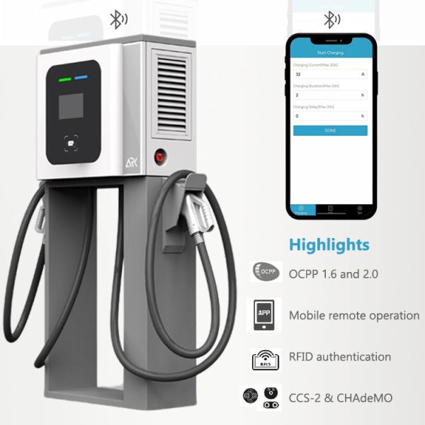 3P carregador comercial 30KW 60KW da C.C. EV fixado na parede com CCS CHAdeMO