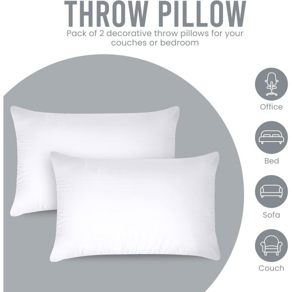 Indoor Decorative Pillows 20 x 26 Inches Bedding Throw Pillows Insert Pack of 2 White