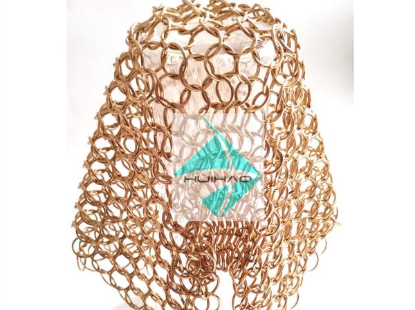 PVD Finshed Rose Gold Color Stainless Steel Metal Round Ring Weave Mesh Is For Window Curtain
