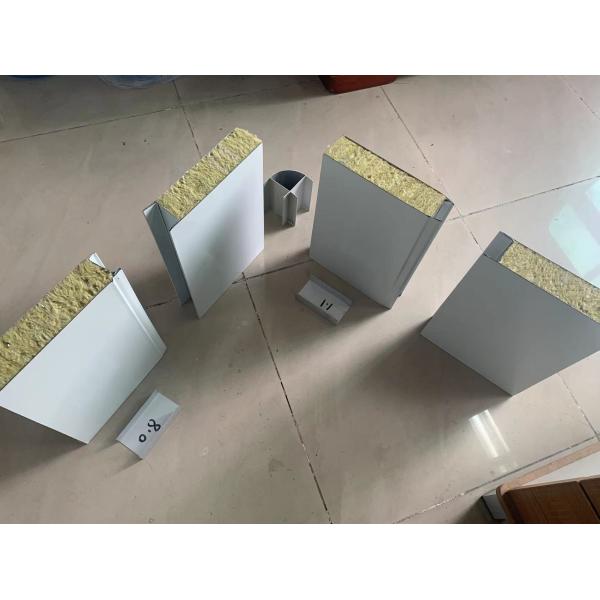 Fireproof Wall Panel With Rock Wool Foam Used For Workshop Rock Wool Sandwich Panel For Factory Facility