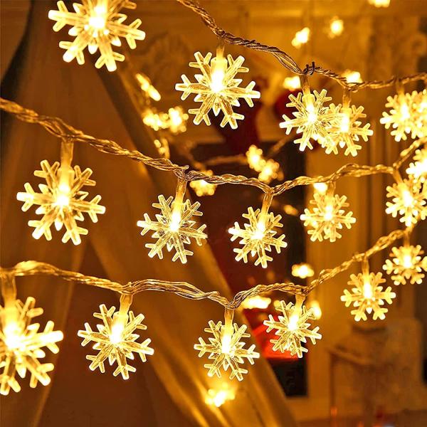 LED Snowflake Lights String Lights Christmas Holiday Home Garden Patio Party Decoration Indoor Outdoor Celebration Light