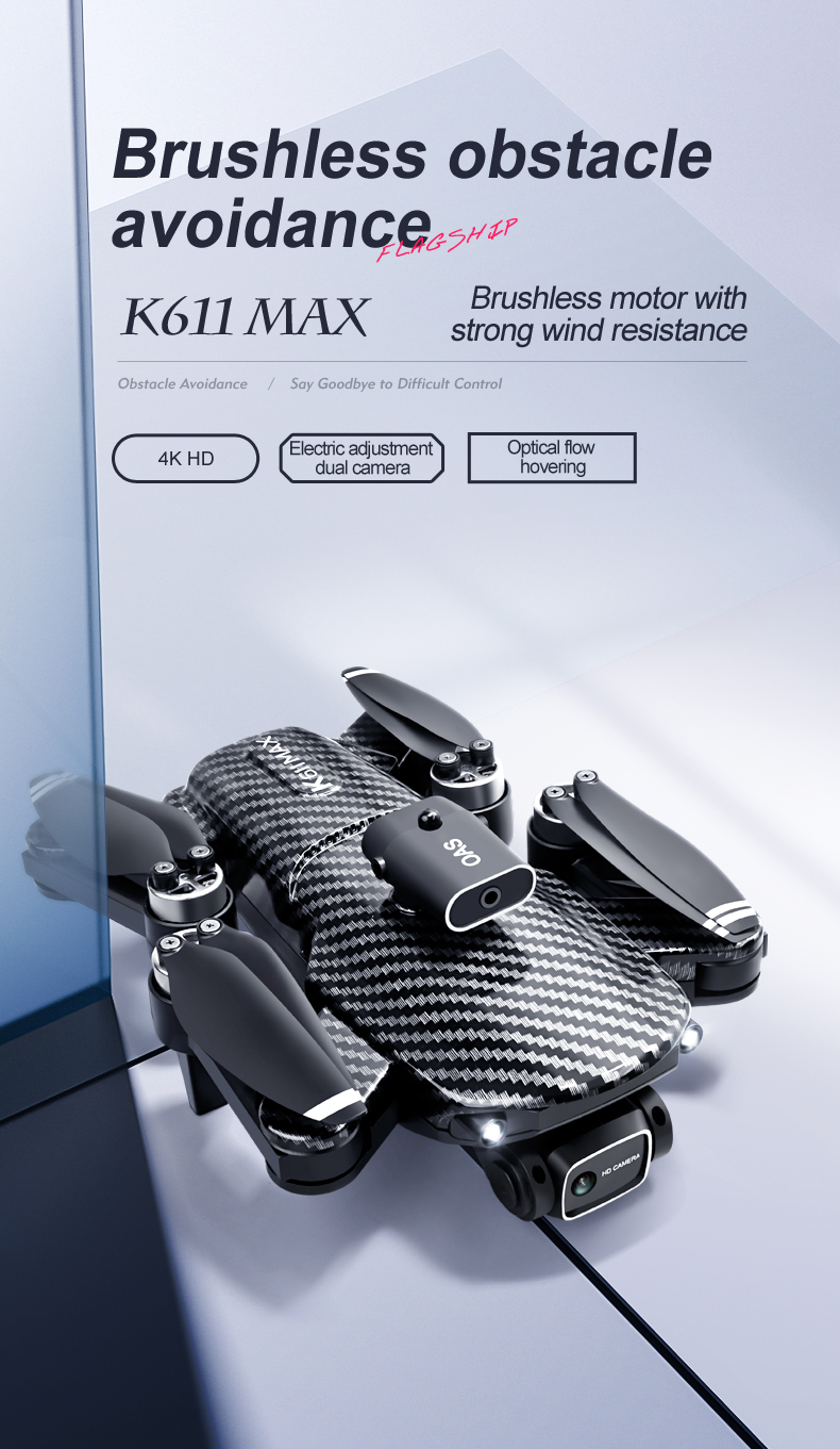 Складчивый аэрофотограф Квадкоптер K818 Max Mini Drone с 4k HD камерой Smart Brushless Motor и препятствиями