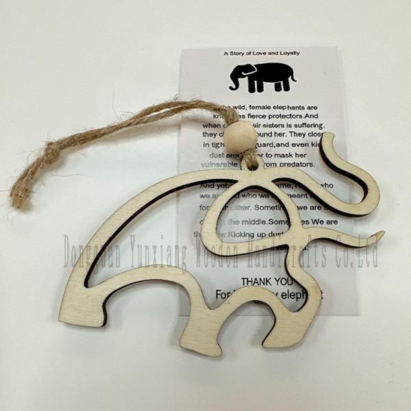 Wooden Elephant Christmas Ornament with Story, Friendship Gift for Best Sisters Friends