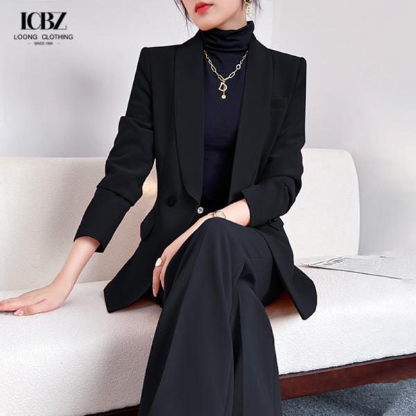 Спандекс / Бамбуковое волокно Высокий разрез В-ошейник Белые деловые формальные брюки костюмы для женщин