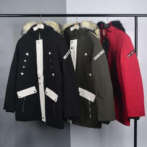 Men's Fur Linning Longline Coats And Jackets Clothing Color Blocked Heavy Parka Jacket