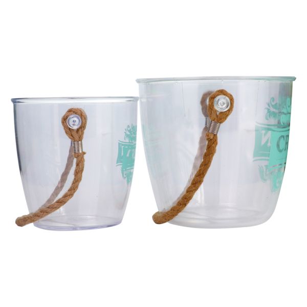 2.5L Transparent Plastic Drink Bucket Single Walled Chiller Bucket For Desktop Picnic