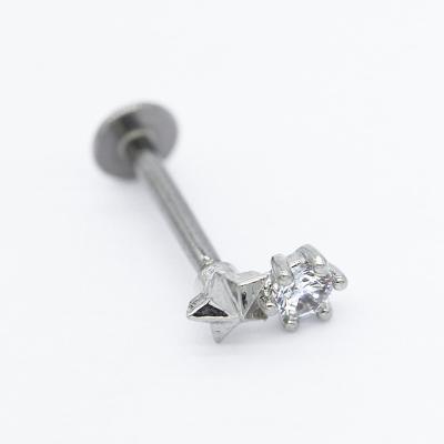 Joia perfurando baixa lisa 16G 8mm de Labret da estrela 316 de aço inoxidável