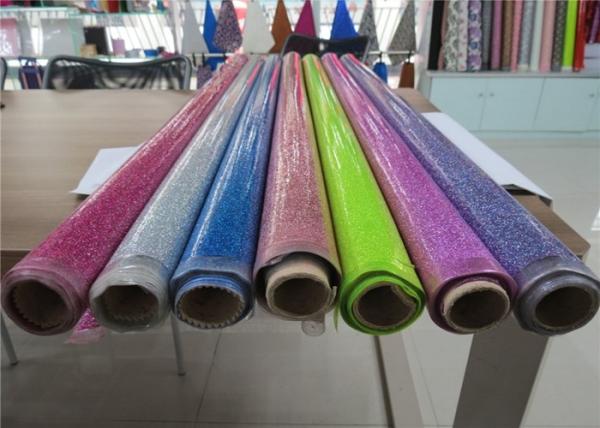 Colorful Party Decoration Glitter Pvc Fabric 0.35mm Thickness For Sewing Bags