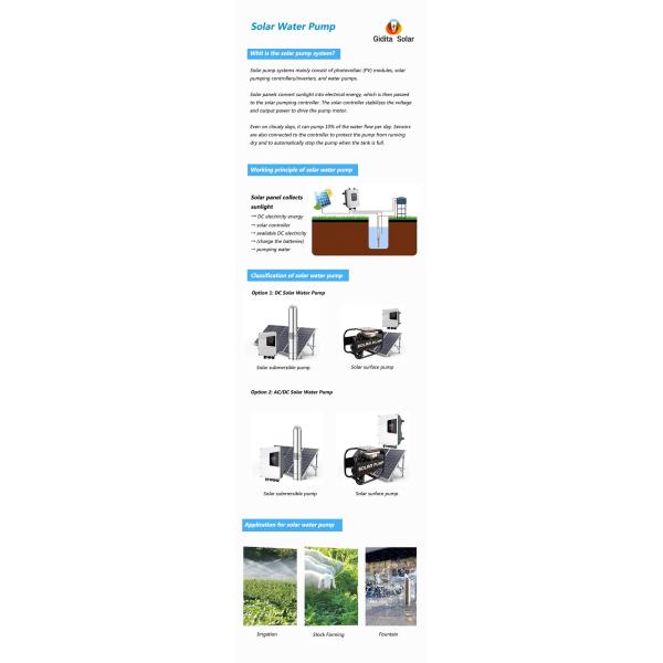 Solar Well Water Pump 1Hp DC for High Pressure Solar Submersible Pump Max. Head 95m