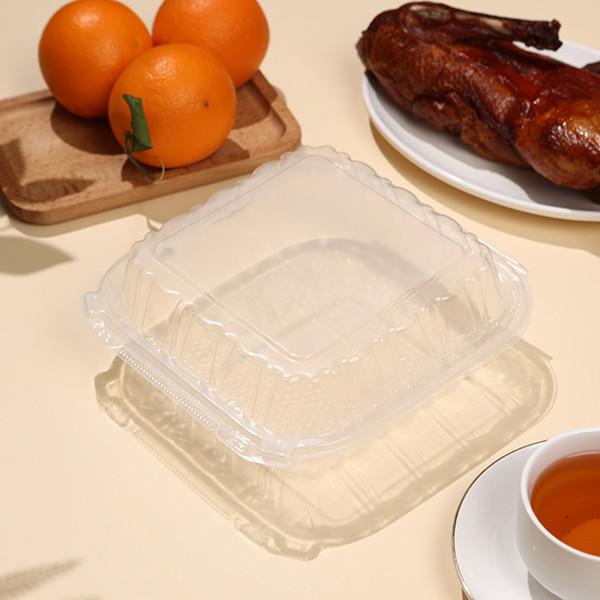 Reusable Plastic Food Packaging Box, PP Hinged Lid Clamshell Container,Microwavable,6.5”x7”x3”