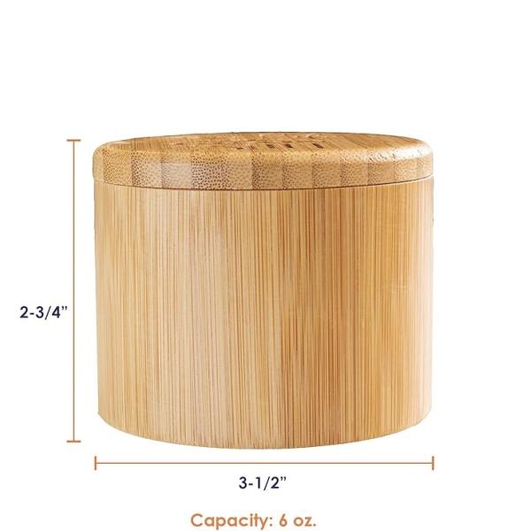Multifunctional Bamboo Salt Cellar Storage Box with Magnet Lid Handmade 6 Ounce Capacity