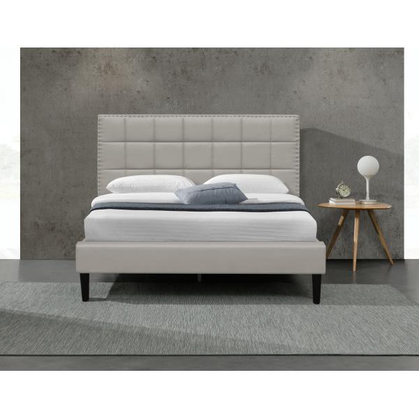 Marco copetudo el 140X190Cm de la cama del cabecero de rey Upholstered Storage Bed del cuadrado blanco de la PU