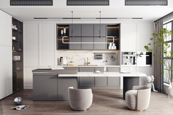 Minimalist Modern Kitchen Cabinet Classic Style With Artificial Stone Countertop