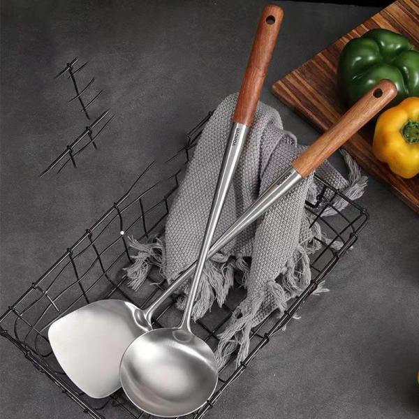 Выдвинутые утвари кухни нержавеющей стали шпателя Rosewood 304 ручки