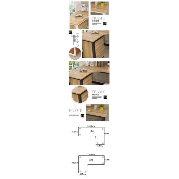 Mail Packing Modern Work Office Desk L Shape Black and White with Steel Furniture