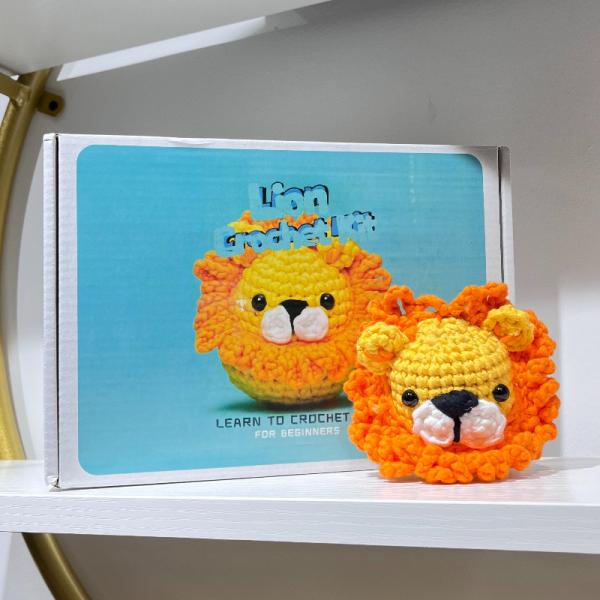 Milk Cotton Cute Lion Crochet DIY Kit Sete Artesanato Kit de Divertimento de tricô à mão