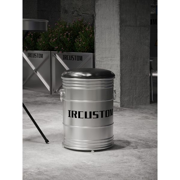 Silver Industrial Restaurant Furniture Rust Resistant Oil Drum Stool
