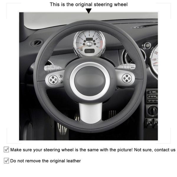 Mini R50 R52 R53 LCI Hatchback Convertible Hand Stitched Leather Steering Wheel Cover