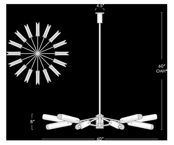 Adjustable Height Brass Copper Circular Chandelier with UV Printing