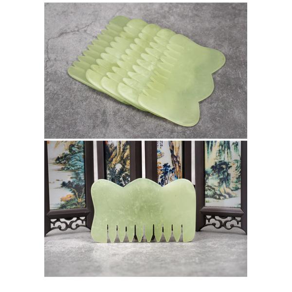 Customized Logo Availabled M Shape Jade Gua Sha Stone Head Massager for Hair Health Care and Scalp Massage in Salon Beauty