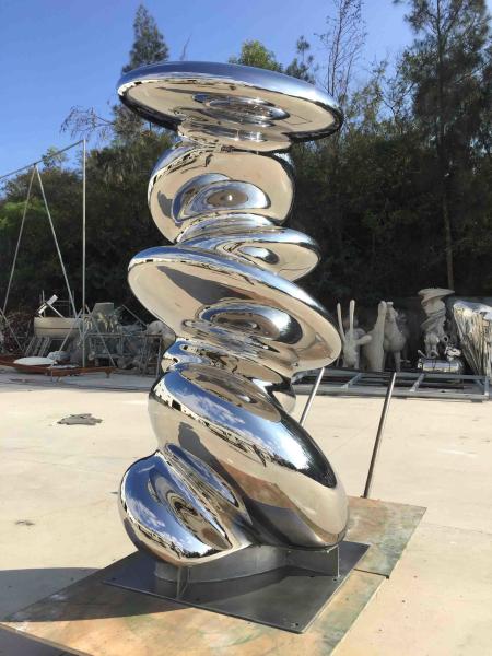 Grande decoração lustrada do jardim do projeto simples da escultura espelho exterior abstrato