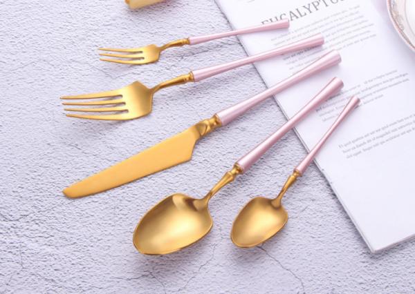 NEWTO High Quality Heavy Stainless steel flatware set Pink and Gold Color Cutlery