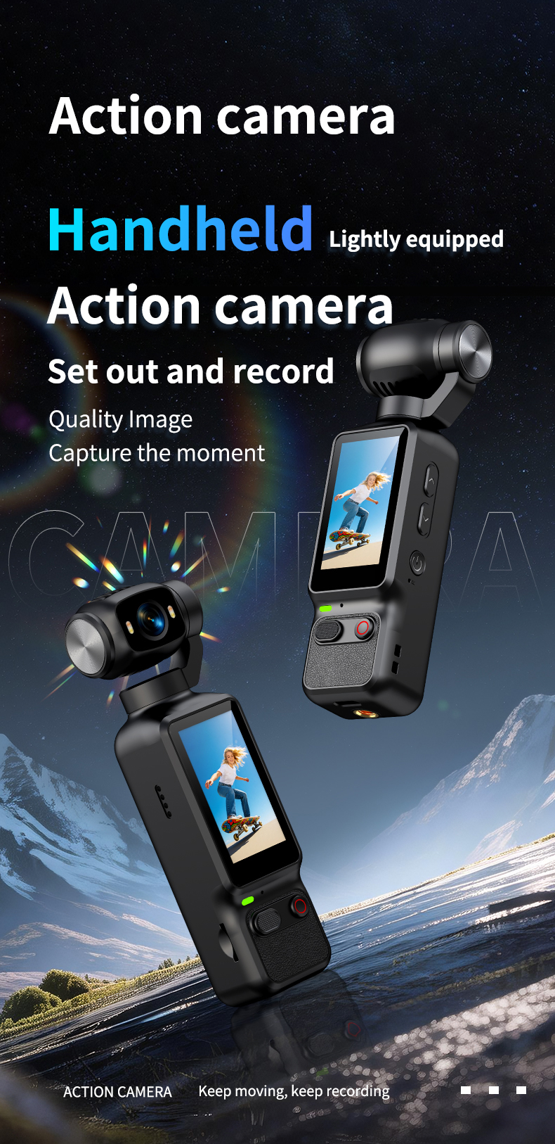 Bulk Mix Color Orders Supported OEM Laser Engrave Logo Red One Tap Record Button 1.97 Inch Screen Multi Mode Shooting
