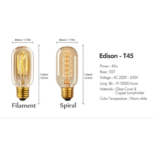 Vintage Edison Filament Bulbs E27 T45 Luminarias Edison Decorative Light Bulbs 220v