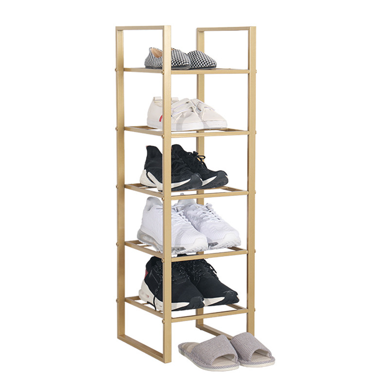 NO Folded 4 Tiers Dust Proof Shoe Rack Organizer for Home Stainless Steel Metal Design