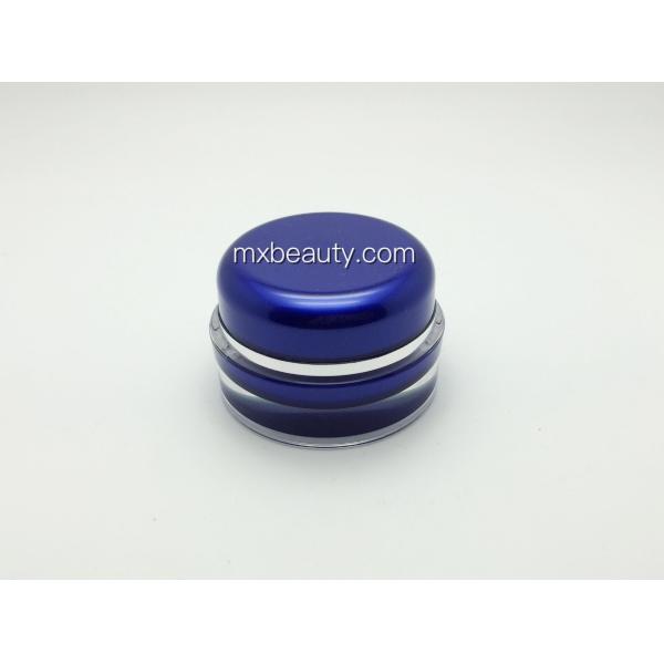 high quality classic pmma cream jar 50g 30g 15g UV coating with hot stamping silver ring blue color 1oz plastic bottles