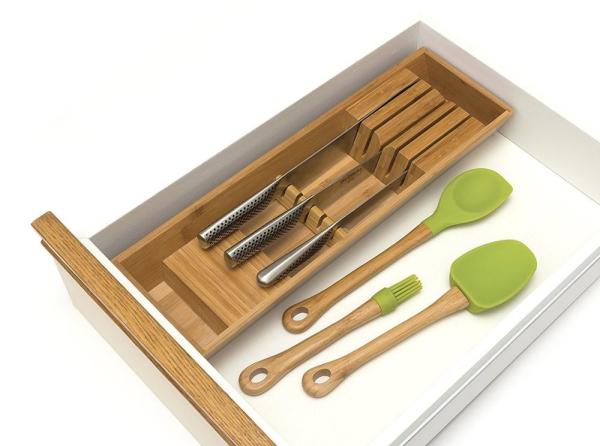 Eco Friendly Bamboo Knife Block , Bamboo Knife Holder Drawer Easy Cleaning