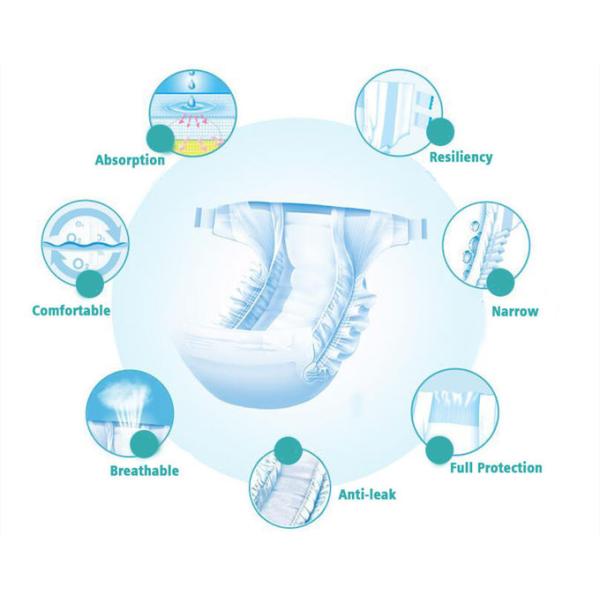 Hydrophobic Disposable Adult Diapers 1800ml 3D Leak Prevention Channel