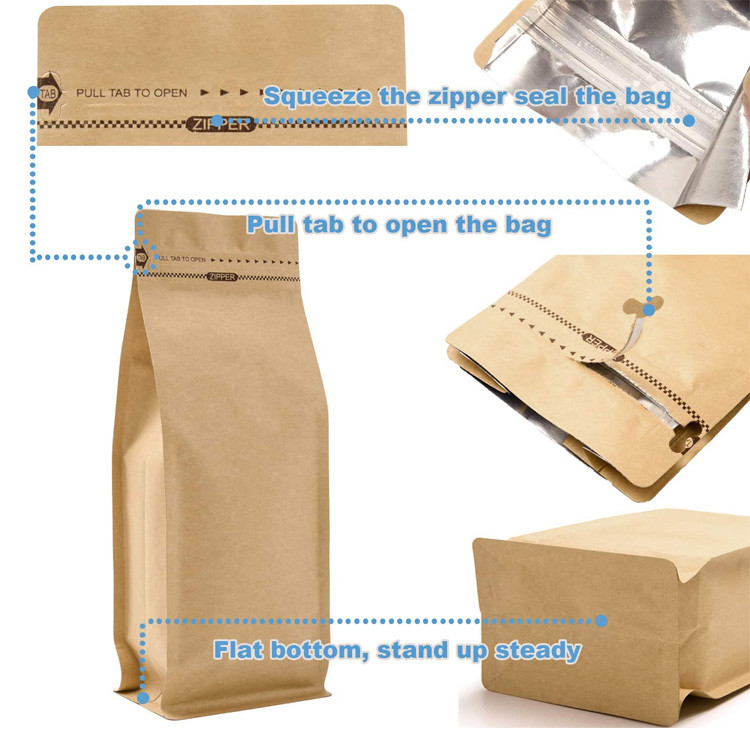 16oz 1lb Kraft стоят вверх по бумажному мешку бортового Gusset k с молнией платы тяги
