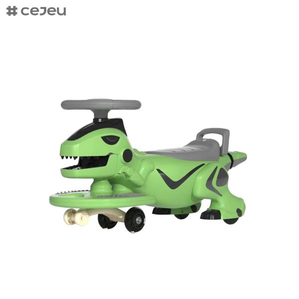 Easy to Use Kids Swing Car: 360° Steering Wheel, Foot to Floor, Silent Wheel, Music & Light