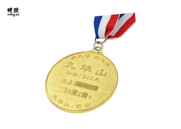 Gold Plating Custom Metal Awards , Zinc Alloy Material Round Shaped Kids Sports Medals